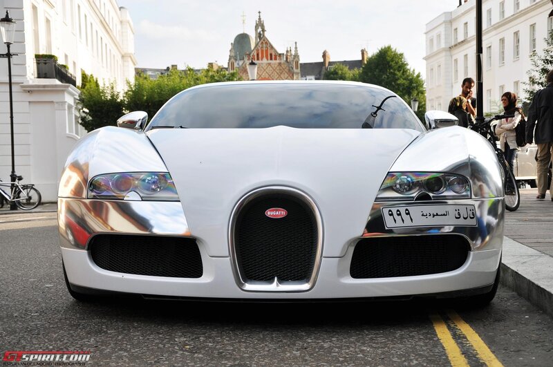 White Bugatti Veyron on city street
