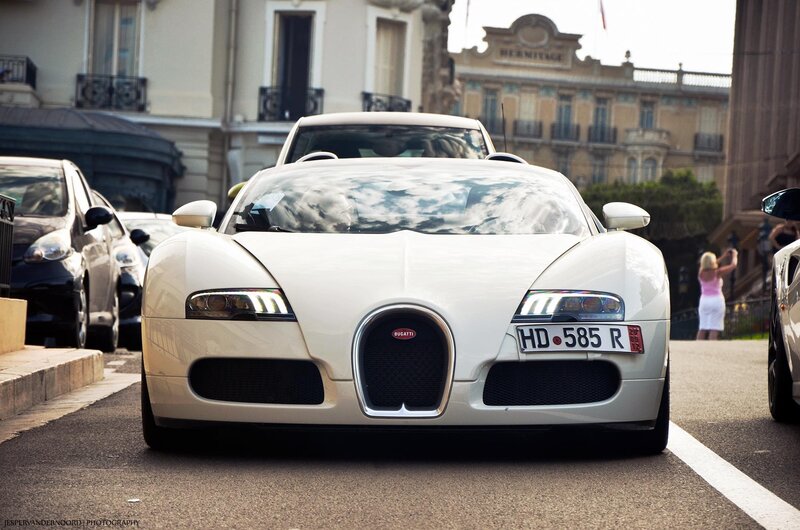 White Bugatti Veyron on city street