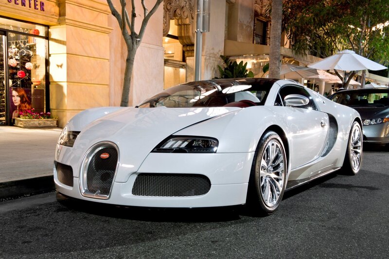 White Bugatti Veyron on city street
