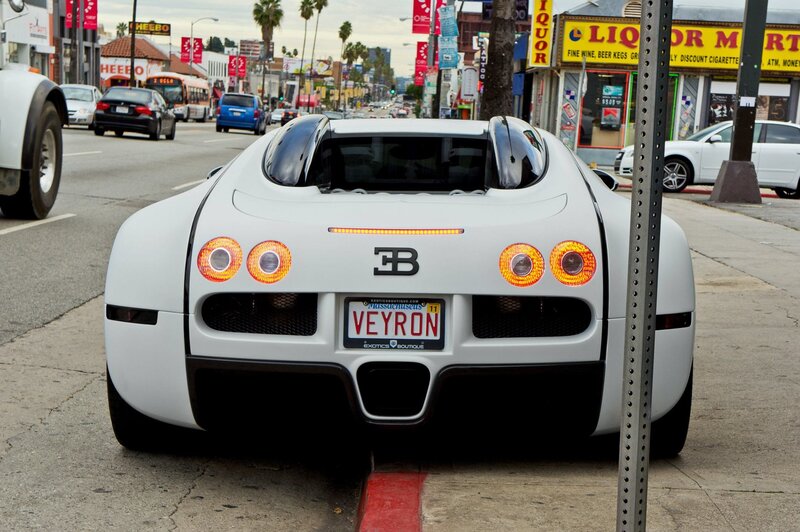 White Bugatti Veyron on city street