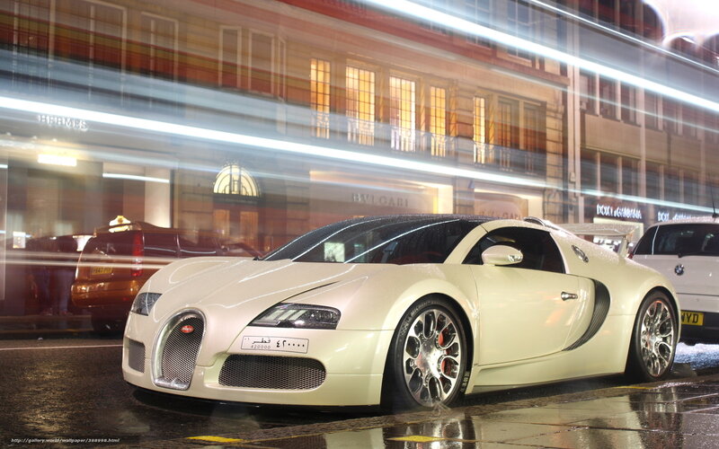 White Bugatti Veyron on city street