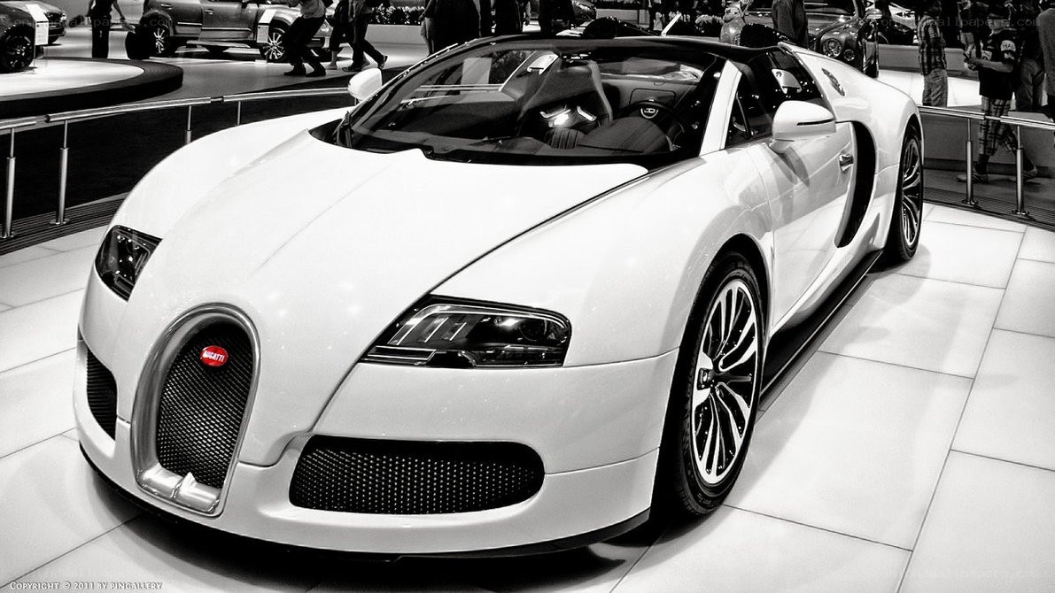 White Bugatti Veyron on display