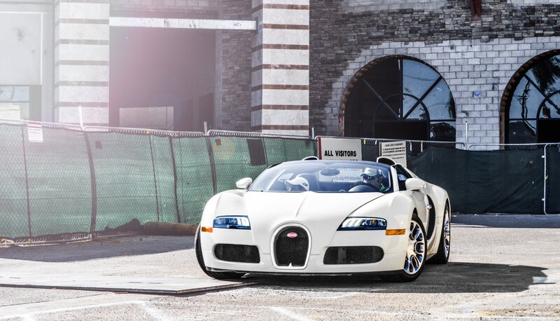 White Bugatti Veyron on display