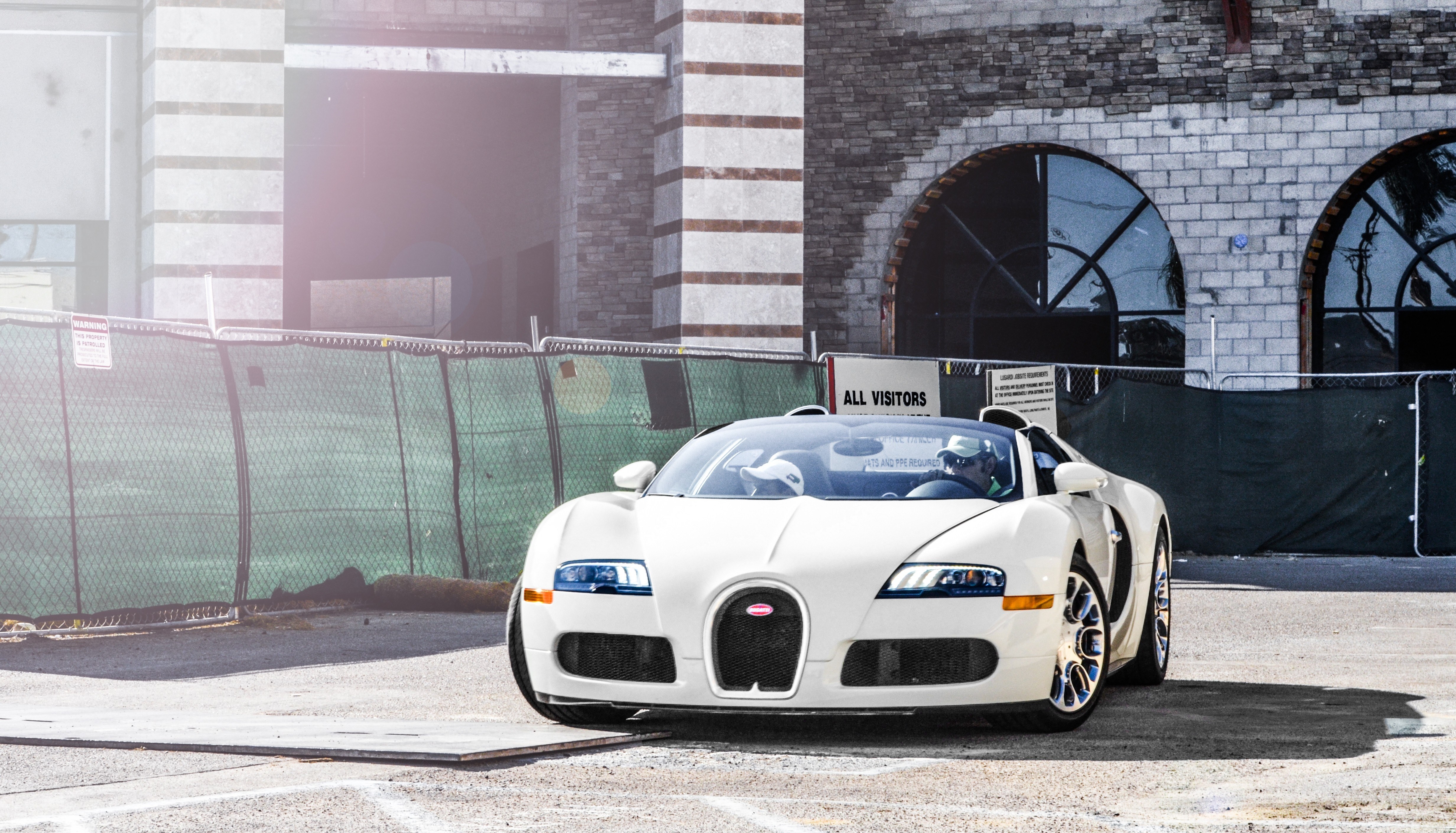 White Bugatti Veyron on display
