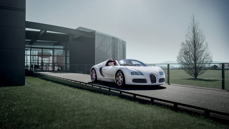 White Bugatti Veyron on display
