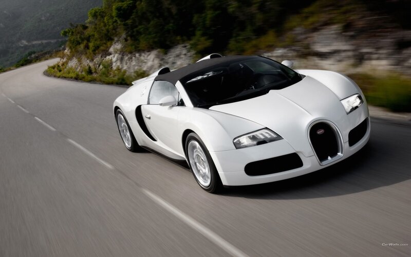 white bugatti veyron on road