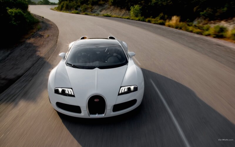 white bugatti veyron on road