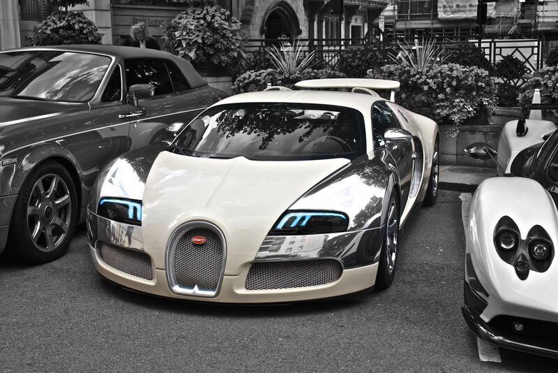 White Bugatti Veyron parked