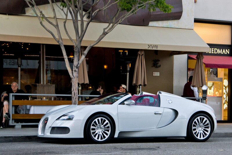White Bugatti Veyron parked on street