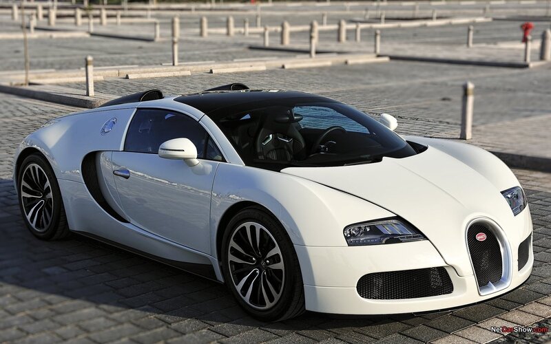 white bugatti veyron parked