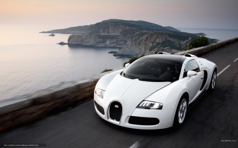 White Bugatti Veyron — Serene, Sunset