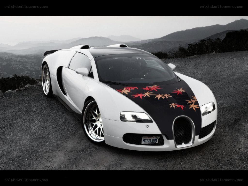 White Bugatti with maple leaf design