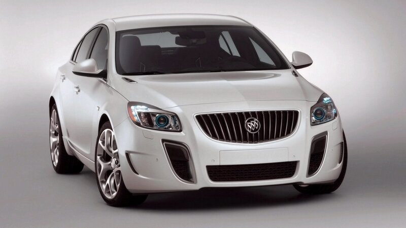 White Buick sedan front view