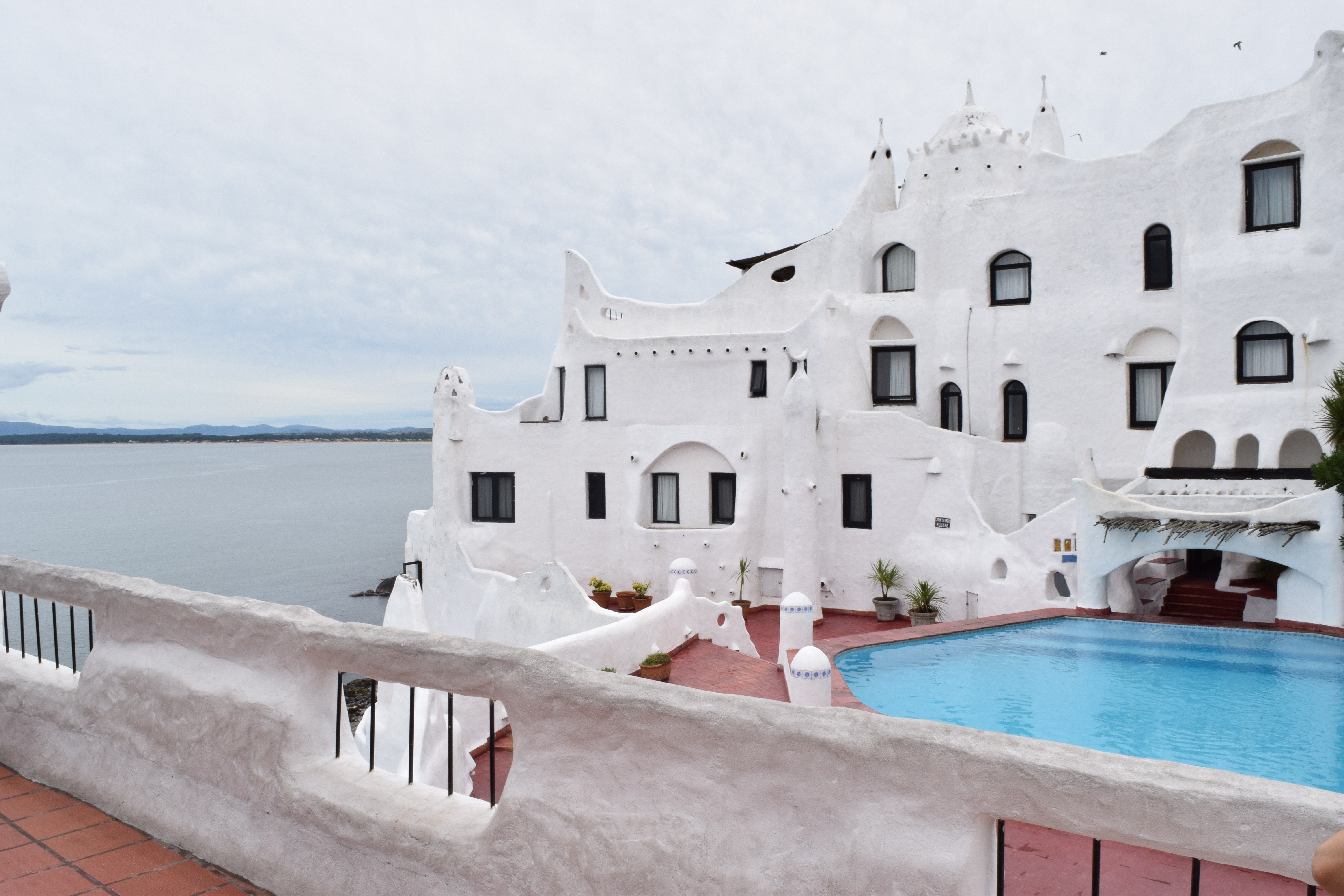 White building by the sea