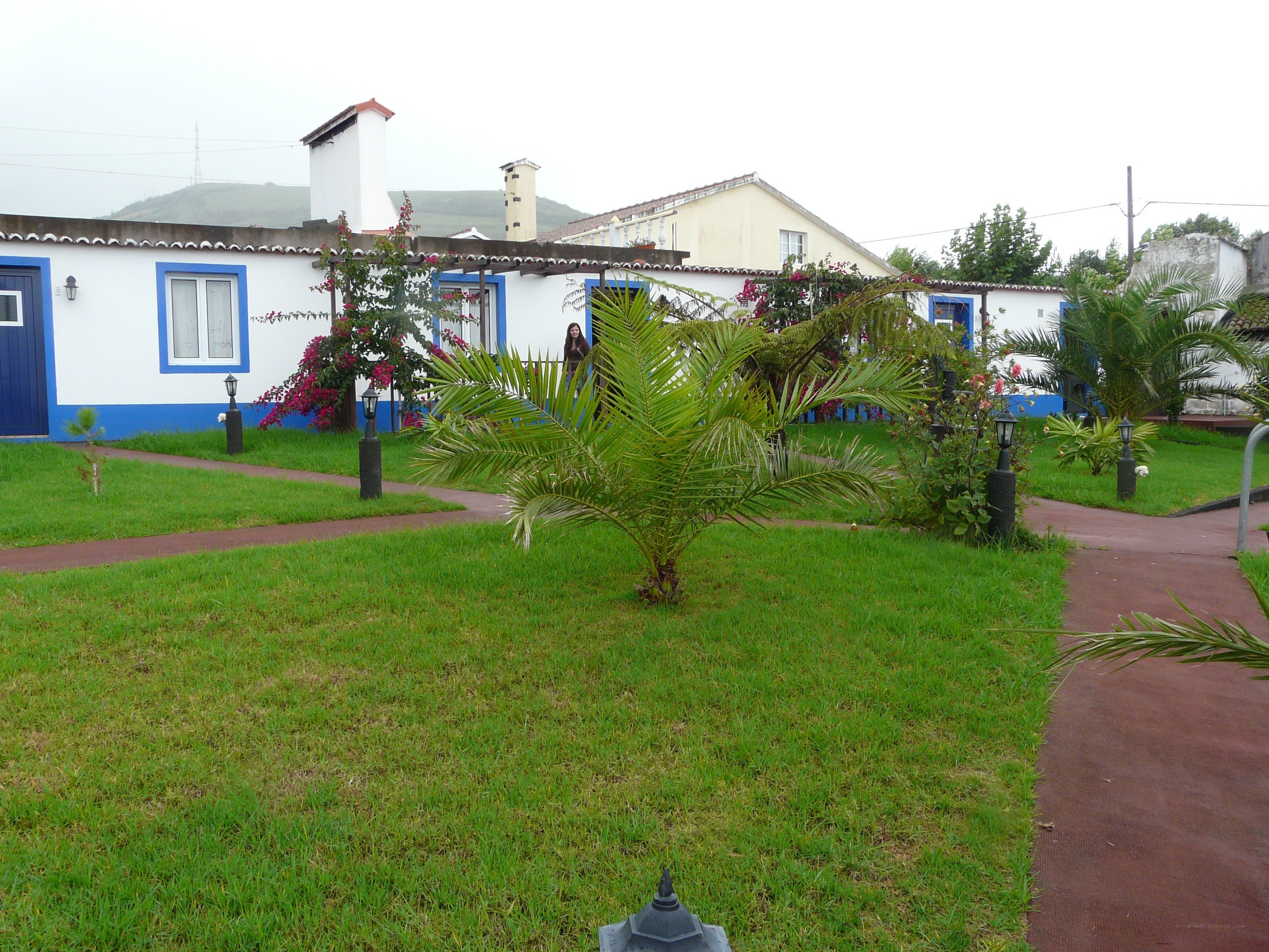 White building with blue trim