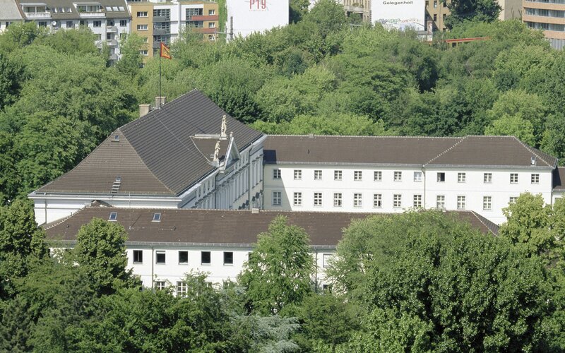 white building with flag