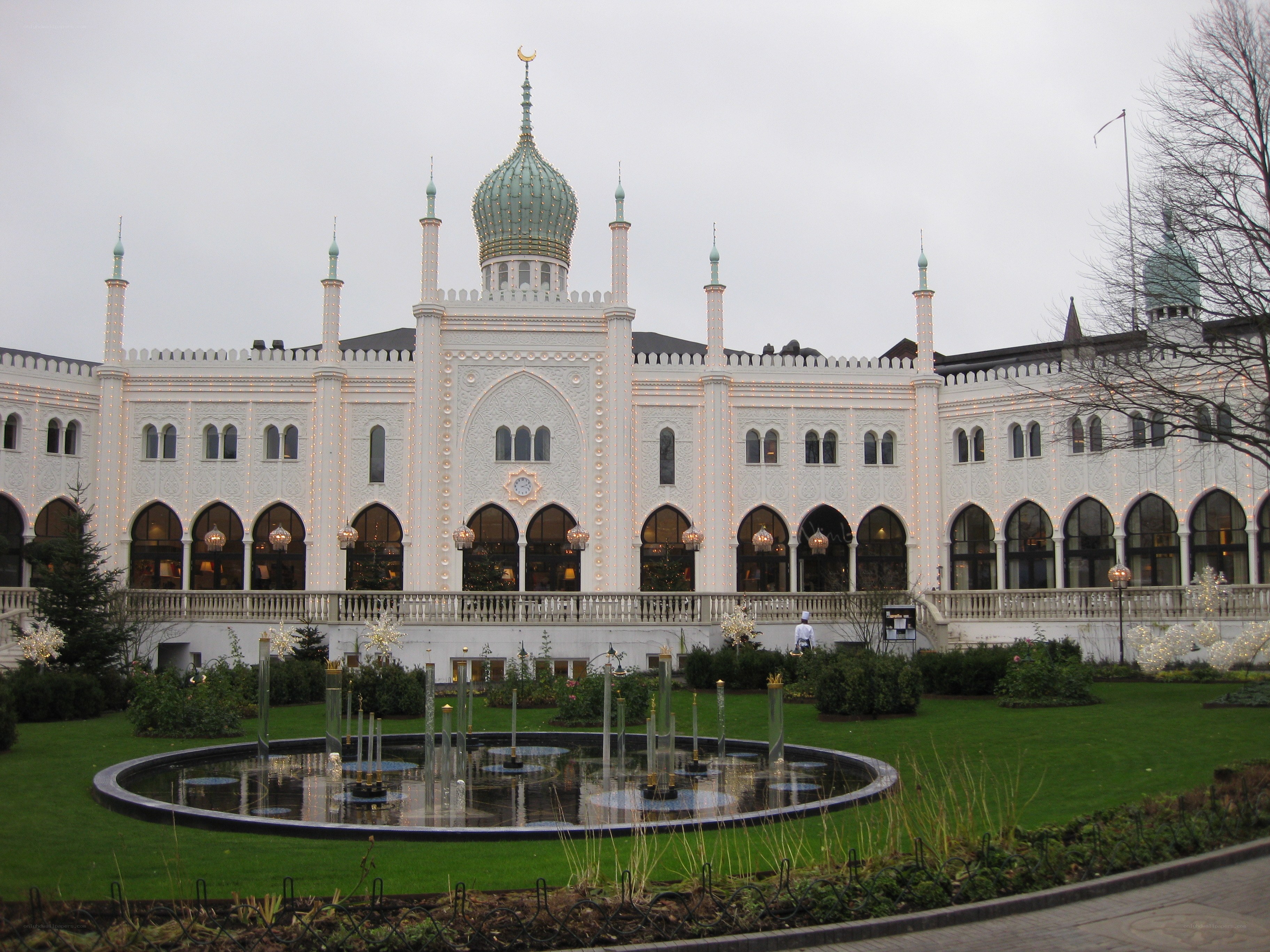 White building with green dome