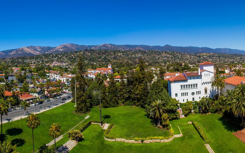 White Building with Green Lawn