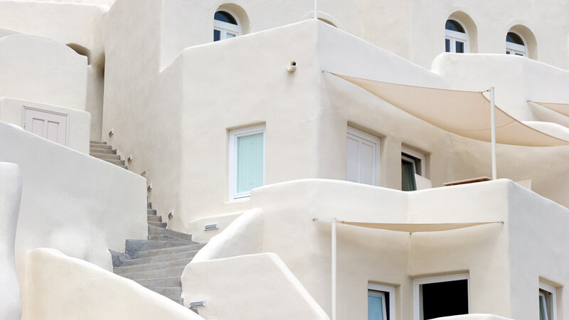 White Building with Stairs — Serene, Afternoon
