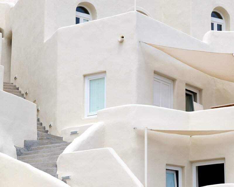 White building with stairs