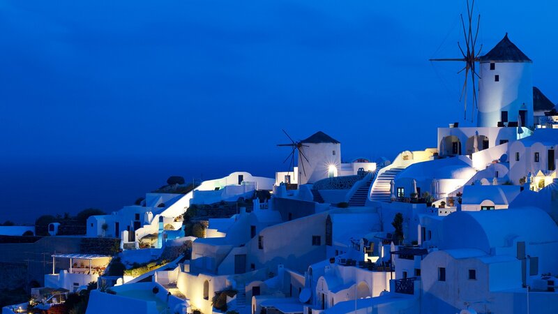 White Buildings at Night — Blue