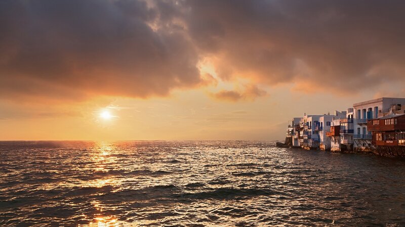 White Buildings by Sea — Orange, Dramatic