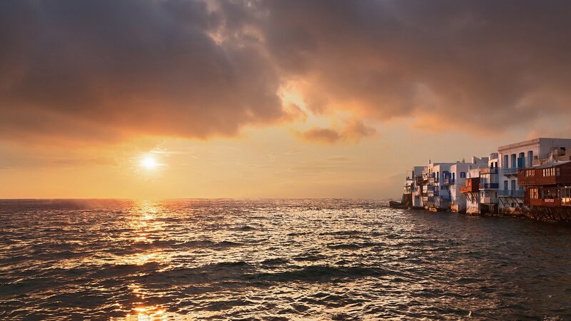 White Buildings by Sea — Orange