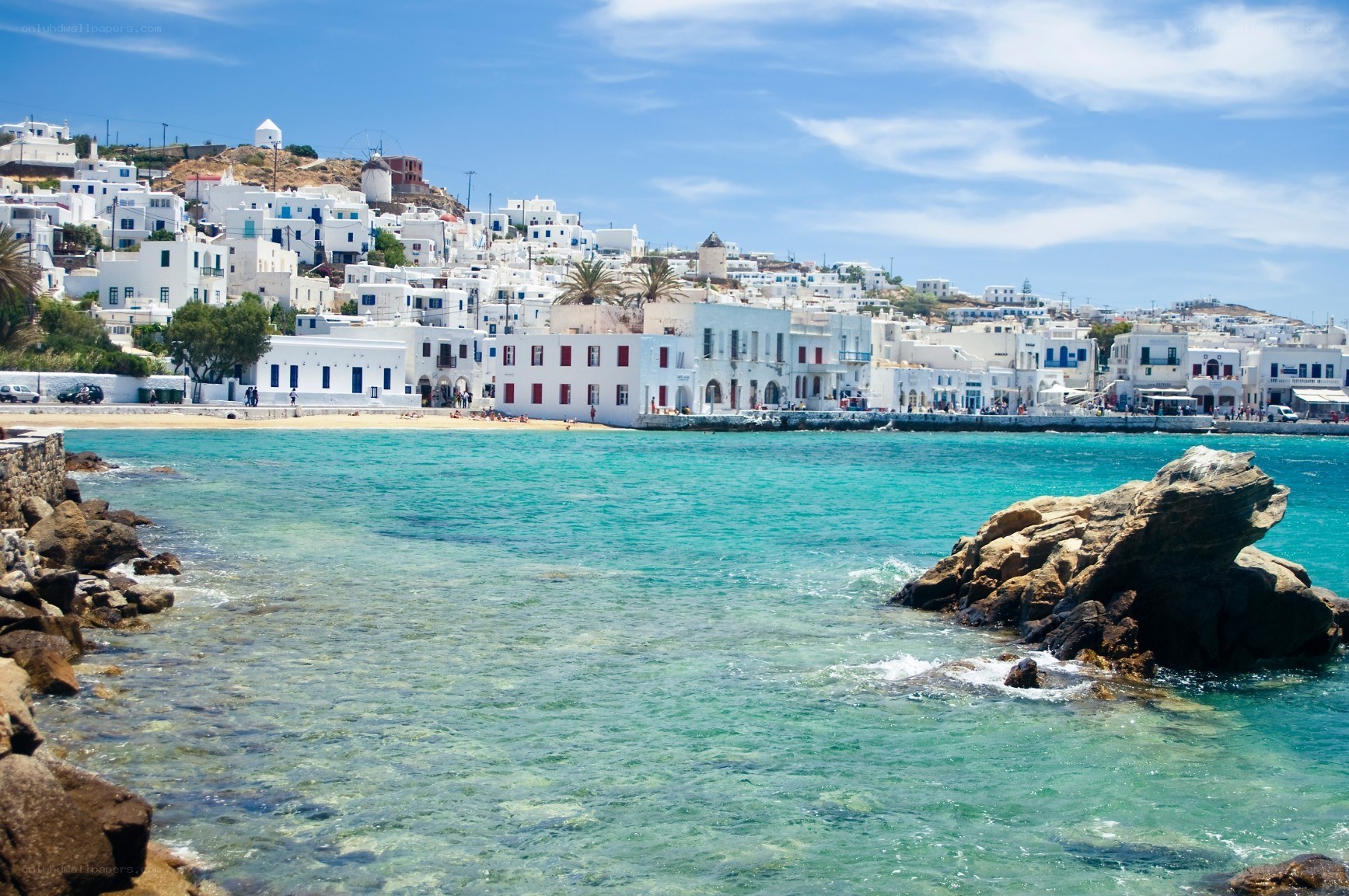 White buildings by the sea