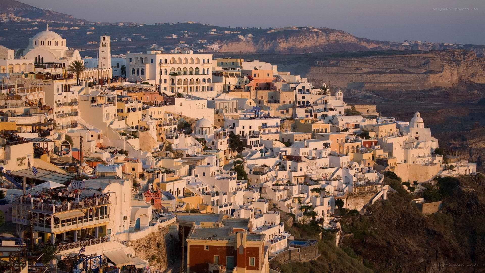 White buildings on a cliffside