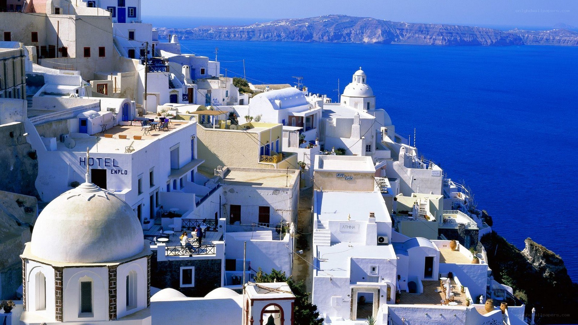 White buildings on a cliffside