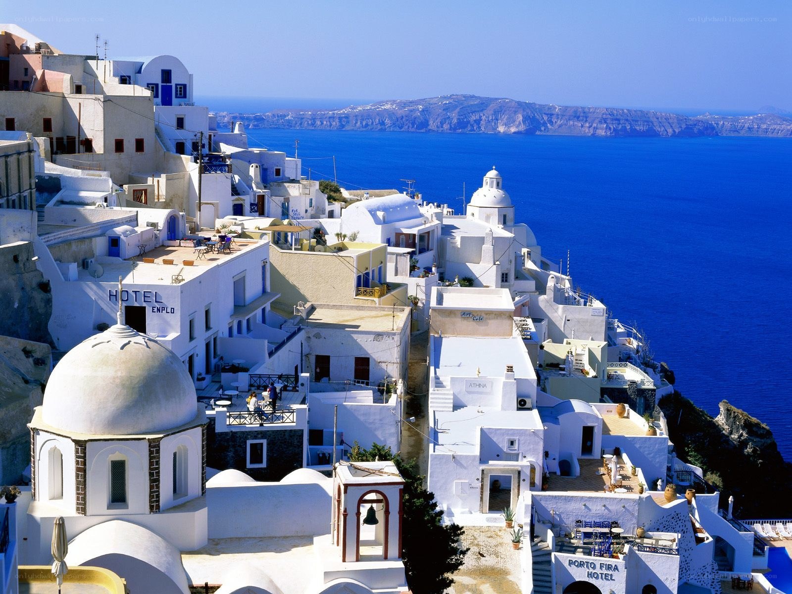 White buildings on a cliffside