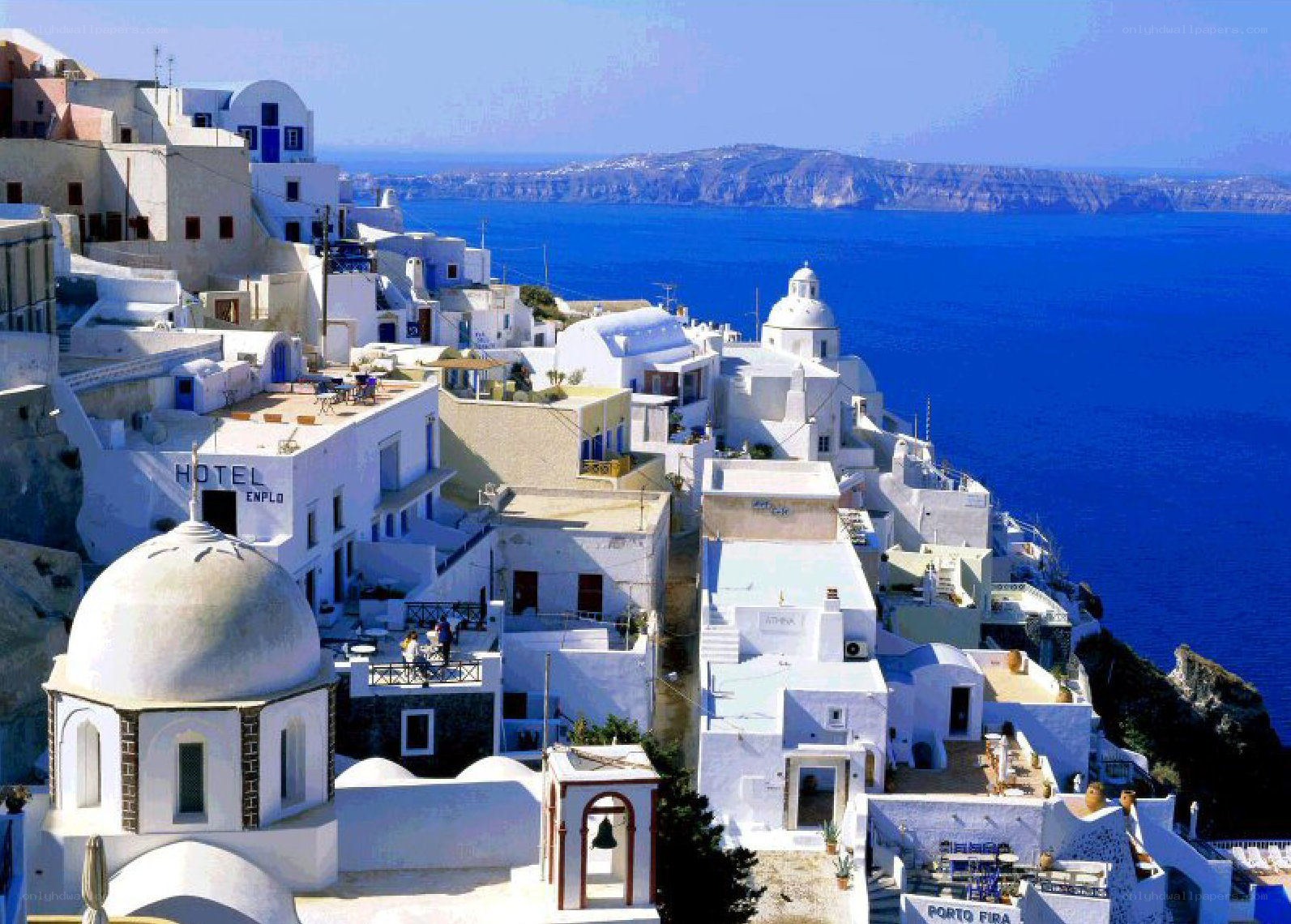 White buildings on a cliffside