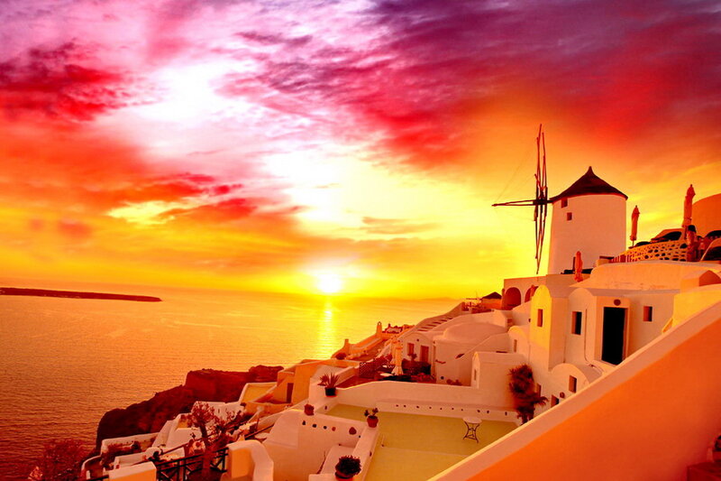 White Buildings on Cliff — Orange