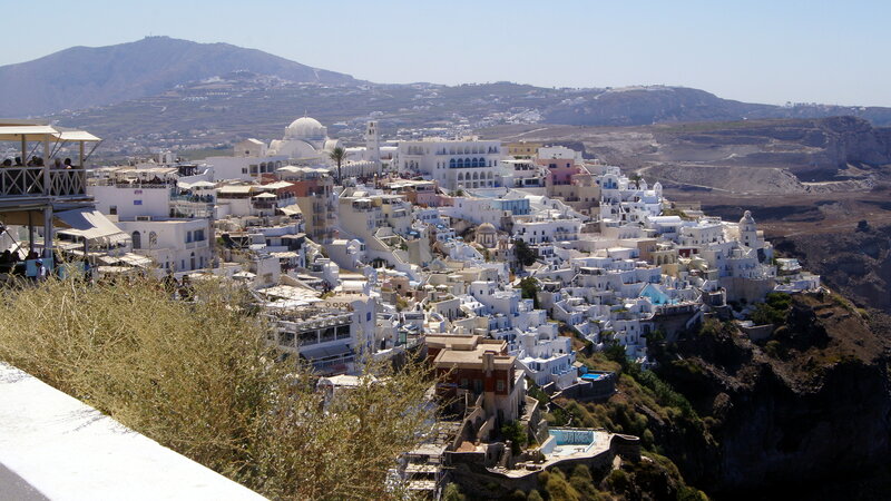 White Buildings on Cliff — Serene, Afternoon, Photograph, Mountain