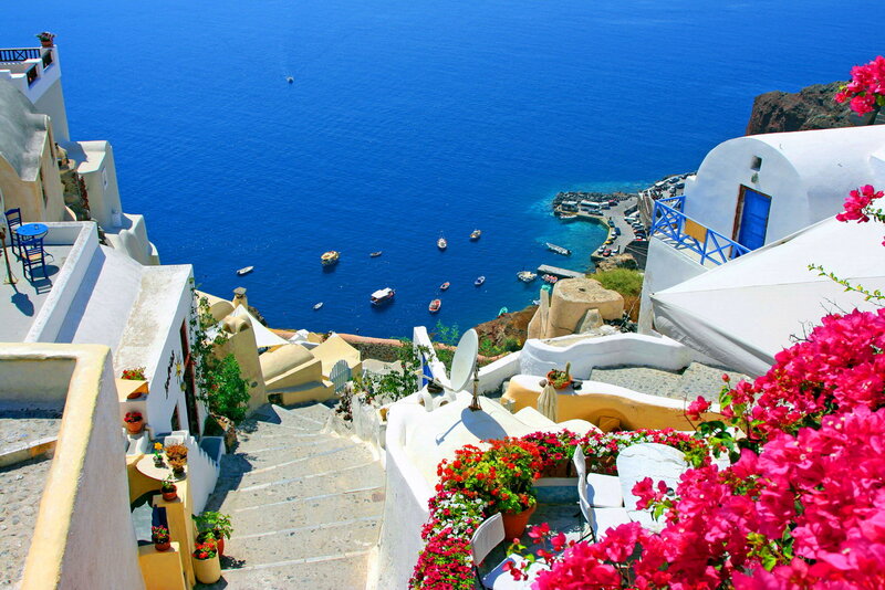 White Buildings Overlooking Sea — Blue