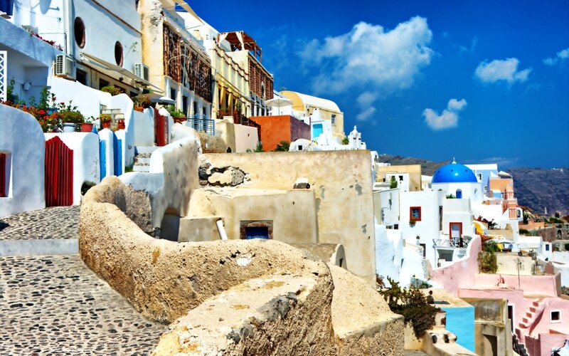 White Buildings with Blue Dome