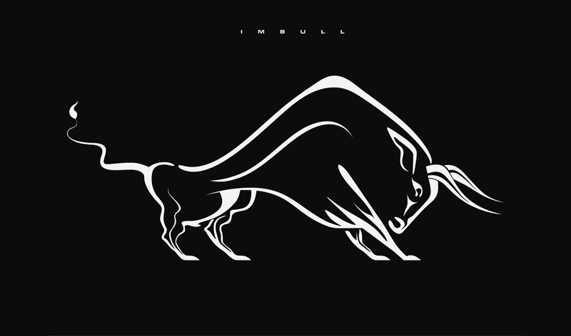 White bull logo on black