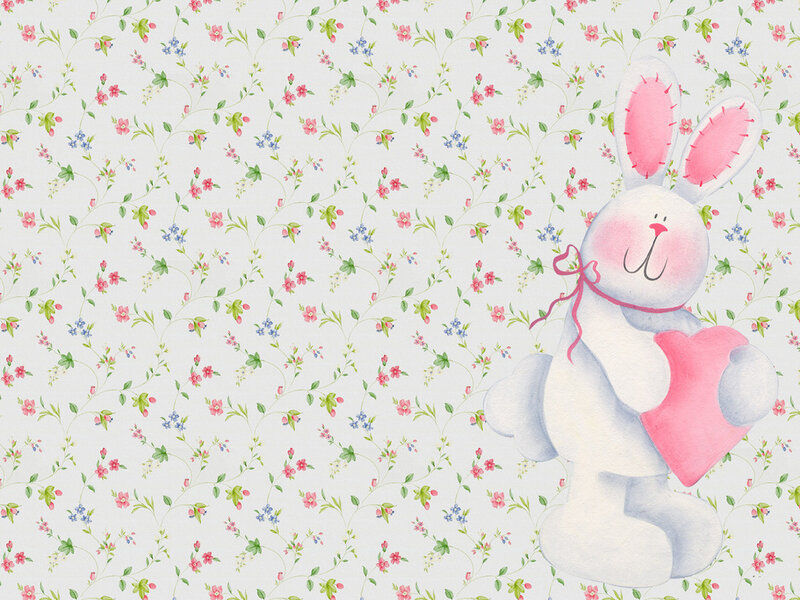 White Bunny Holding Heart