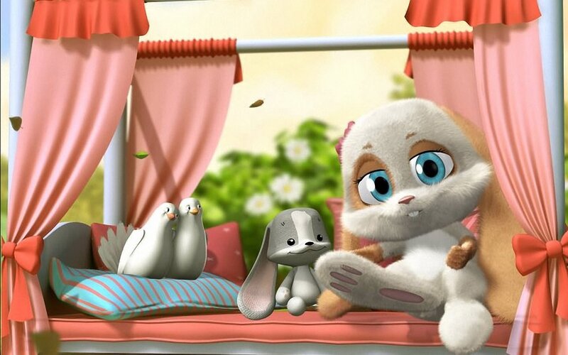 White Bunny in Bed