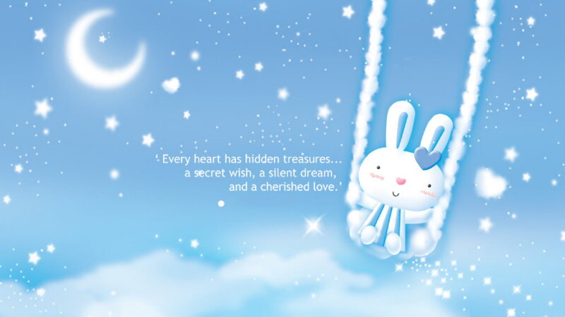 White Bunny on Swing — Blue