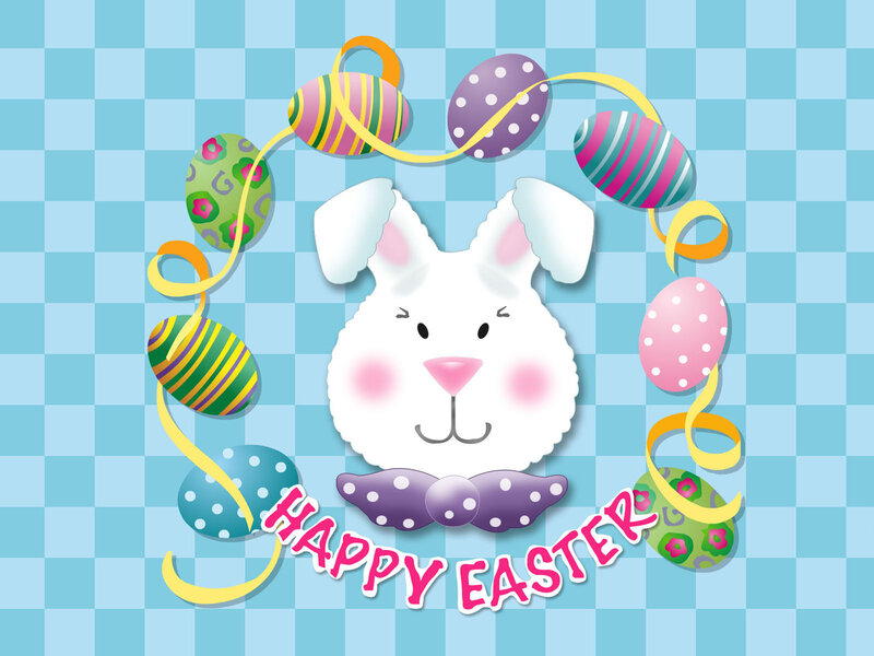 White Bunny with Eggs — Blue