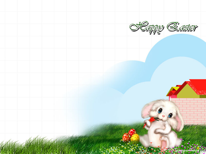 White Bunny with Eggs — Green