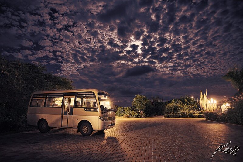 White Bus at Night