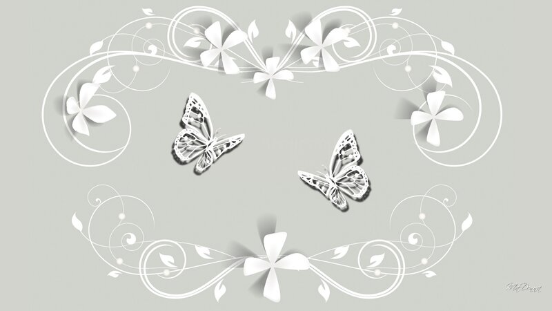 White Butterflies and Flowers — Elegant