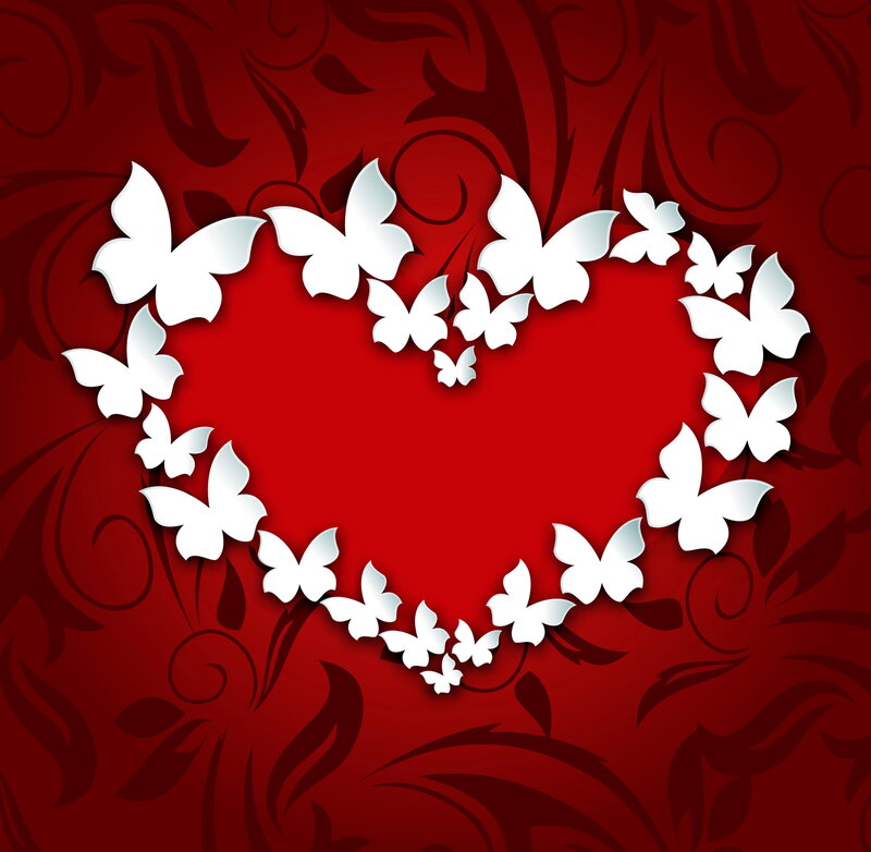 White Butterflies Forming Heart