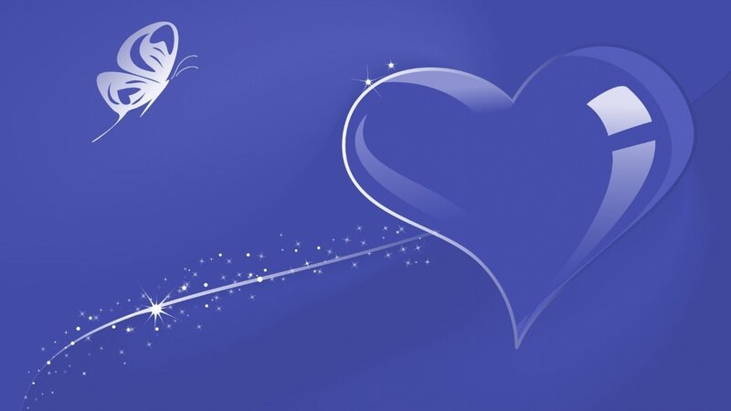 White Butterfly and Heart — Blue