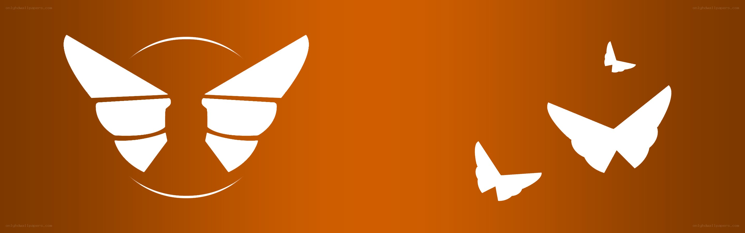 white butterfly logo on orange