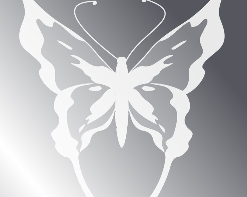 White Butterfly Silhouette — Gray