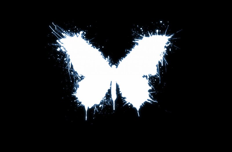 White Butterfly Splatter — Dramatic