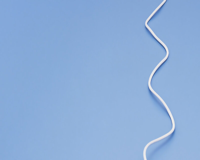 White Cable on Blue